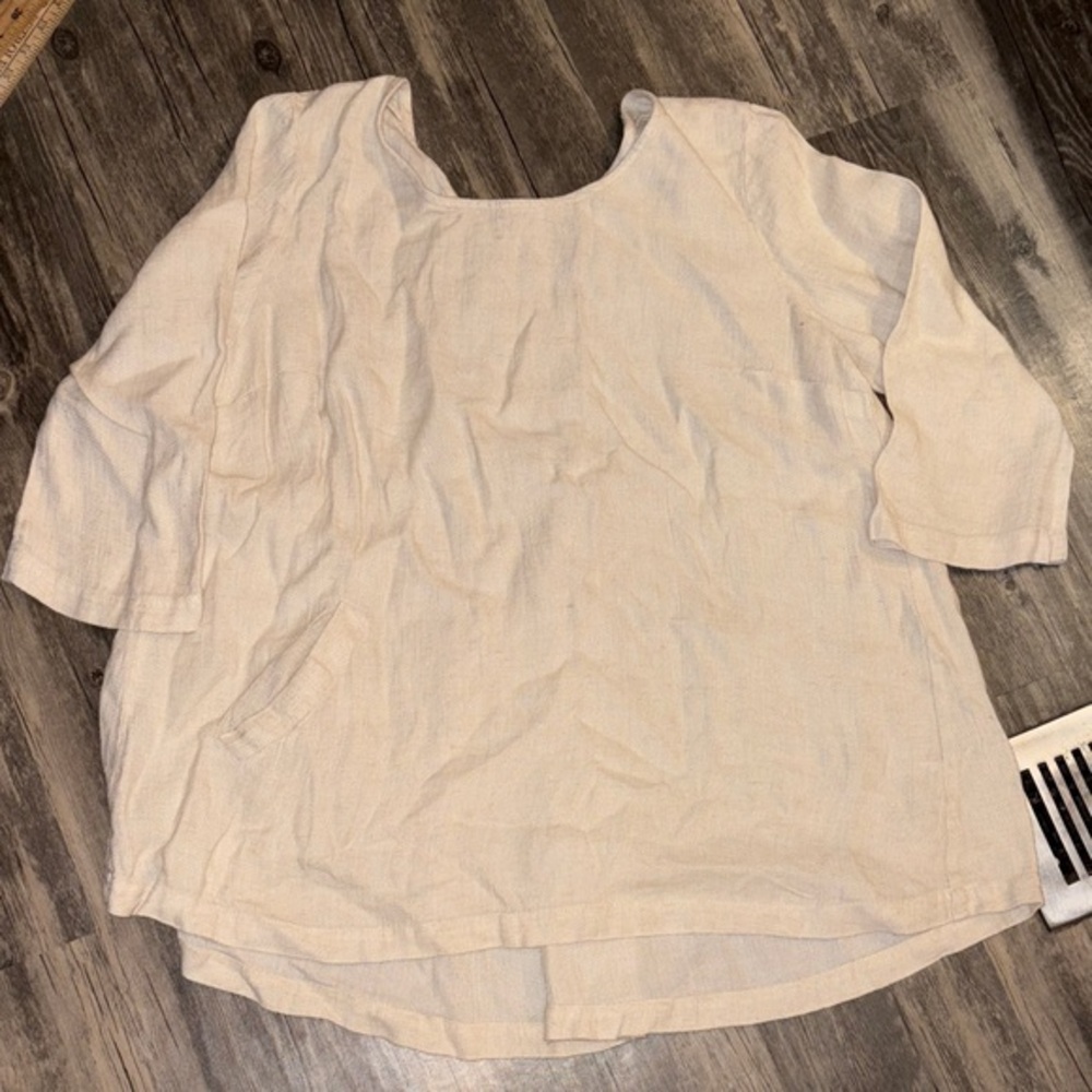 Flax Women's Cream Blouse 100 linen - woman’s large